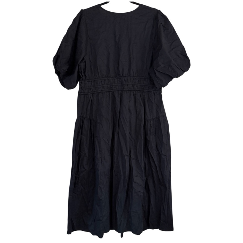 Old‎ Navy Waist Defined Puff Sleeve Midi Dress Black New Sz XL - Picture 4 of 11